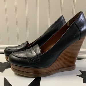 Lucky Brand leather wedge loafers